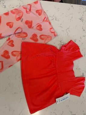Carter’s Baby Girl Valentine’s Day Set (Heart Leggings & Red Top)